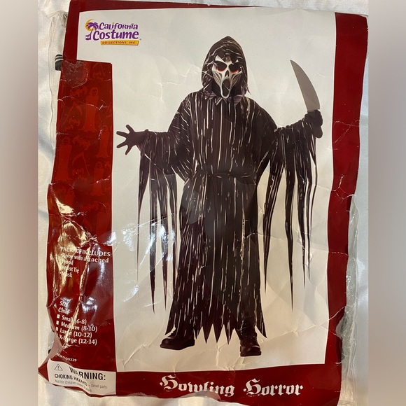 Howling Horror Costume Child X-Large Robe attached Hood, Waist Tie, Mask Used 1x - Picture 8 of 11